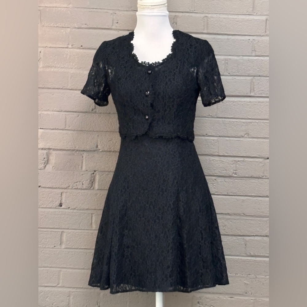 Vintage black lace dress & jacket XS